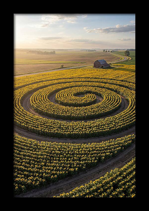 Drone Sunflower Spiral Maze