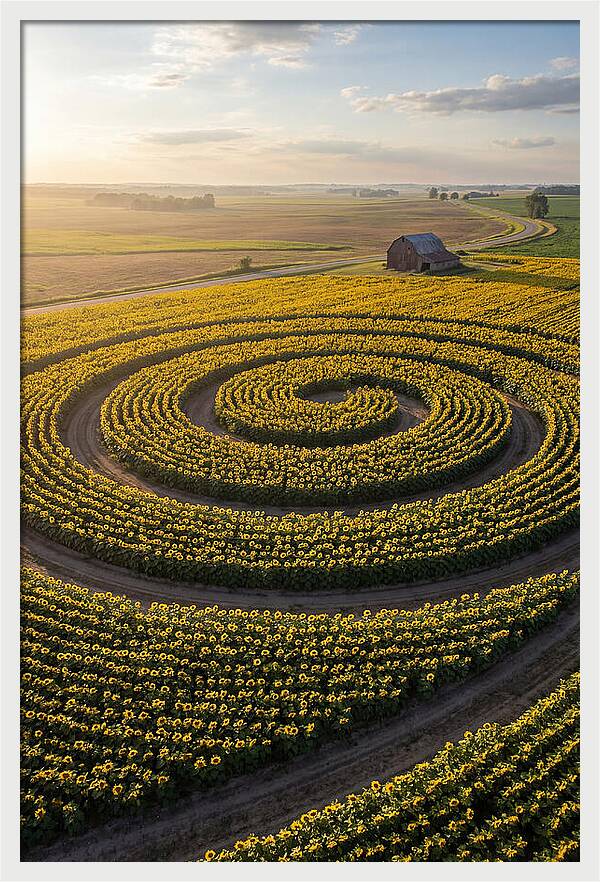 Drone Sunflower Spiral Maze