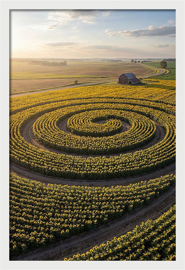 Drone Sunflower Spiral Maze