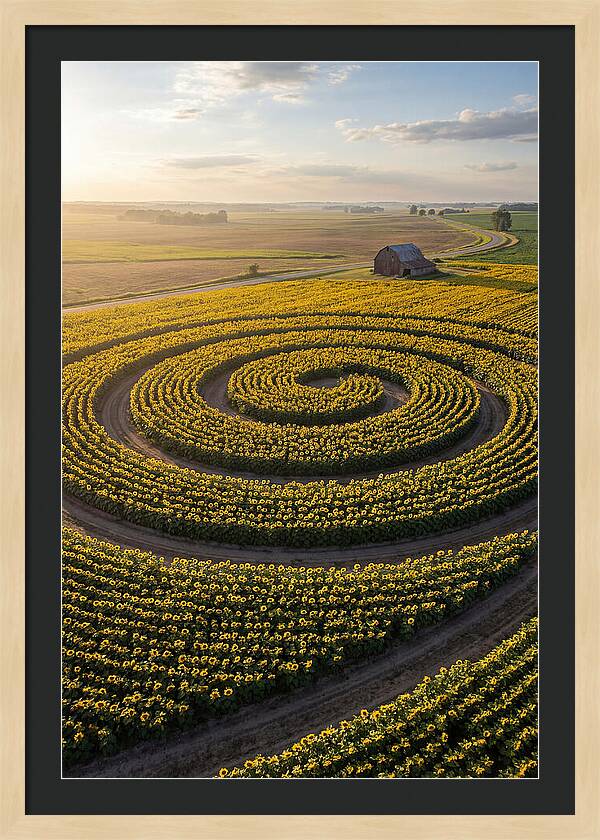 Drone Sunflower Spiral Maze
