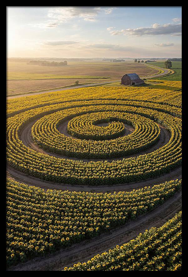 Drone Sunflower Spiral Maze