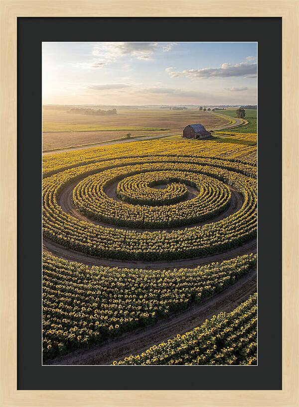 Drone Sunflower Spiral Maze