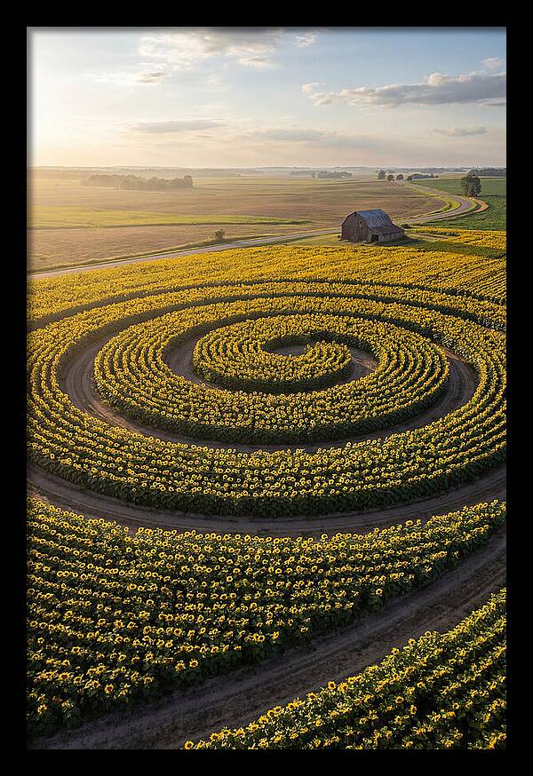 Drone Sunflower Spiral Maze