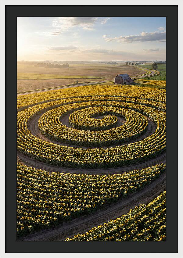 Drone Sunflower Spiral Maze