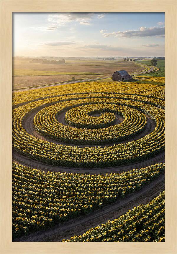 Drone Sunflower Spiral Maze