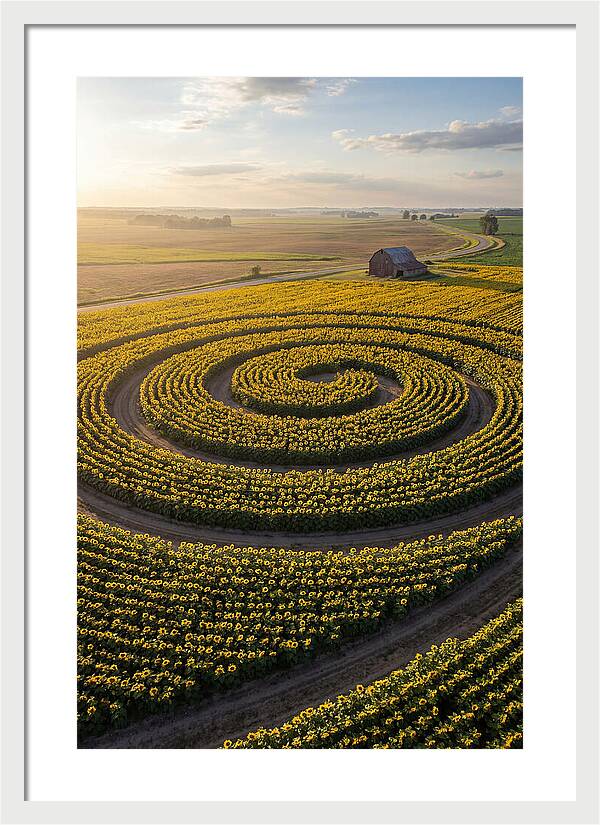 Drone Sunflower Spiral Maze