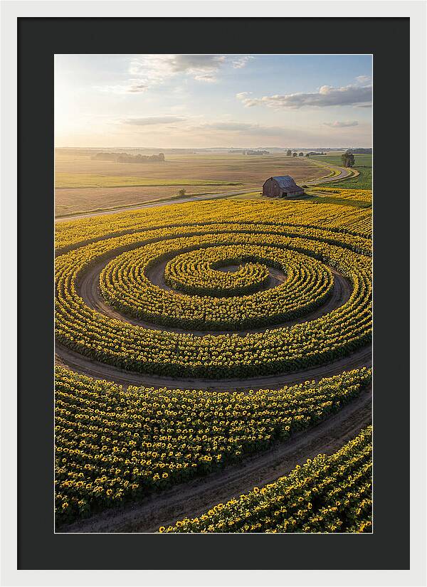 Drone Sunflower Spiral Maze