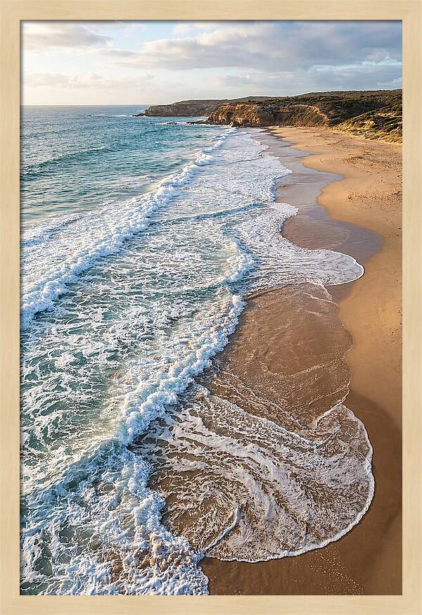 Drone View Of Serene Beach Waves
