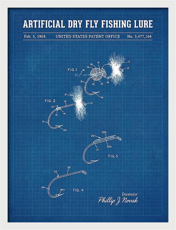 Dry Fly Fishing Lure Blueprint Patent Us3477164a