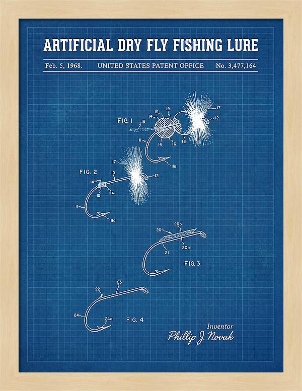 Dry Fly Fishing Lure Blueprint Patent Us3477164a