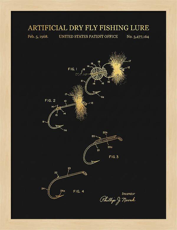 Dry Fly Fishing Lure Gold Patent Us3477164a