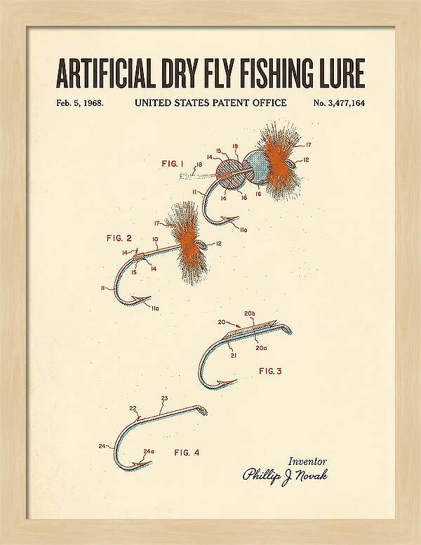Dry Fly Fishing Lure Retro Patent Us3477164a