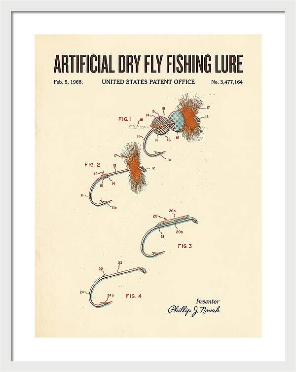 Dry Fly Fishing Lure Retro Patent Us3477164a