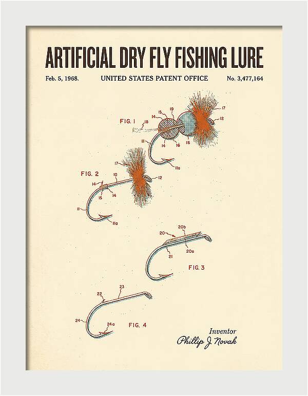 Dry Fly Fishing Lure Retro Patent Us3477164a