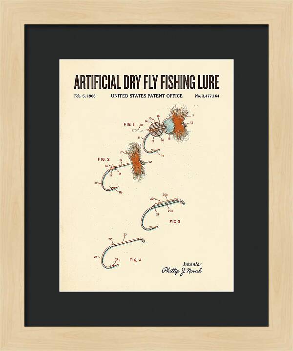 Dry Fly Fishing Lure Retro Patent Us3477164a