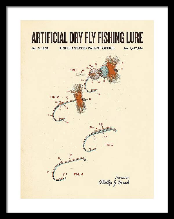 Dry Fly Fishing Lure Retro Patent Us3477164a
