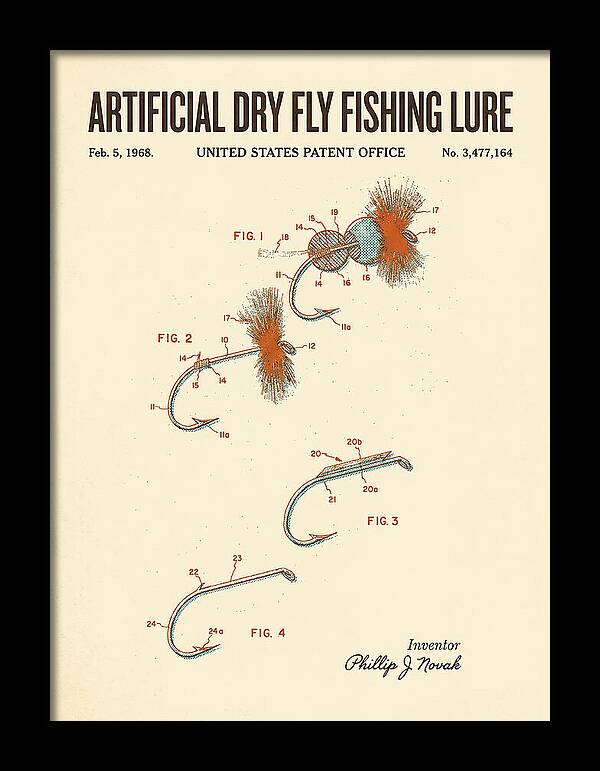 Dry Fly Fishing Lure Retro Patent Us3477164a