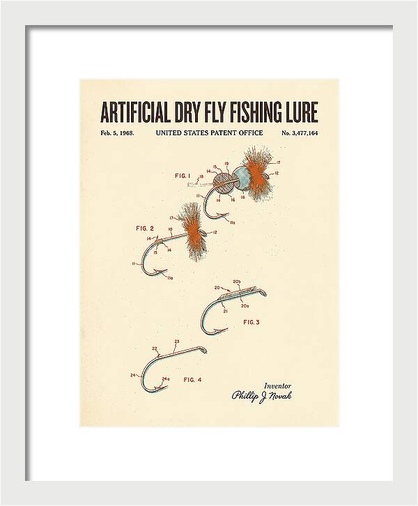 Dry Fly Fishing Lure Retro Patent Us3477164a