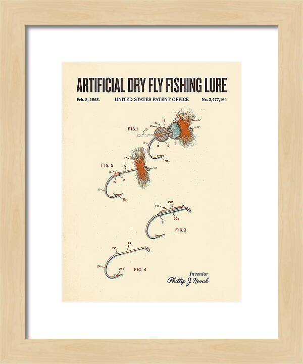 Dry Fly Fishing Lure Retro Patent Us3477164a