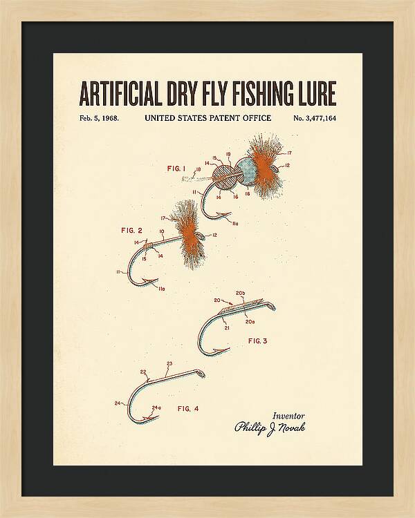 Dry Fly Fishing Lure Retro Patent Us3477164a