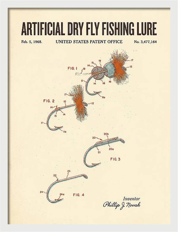 Dry Fly Fishing Lure Retro Patent Us3477164a