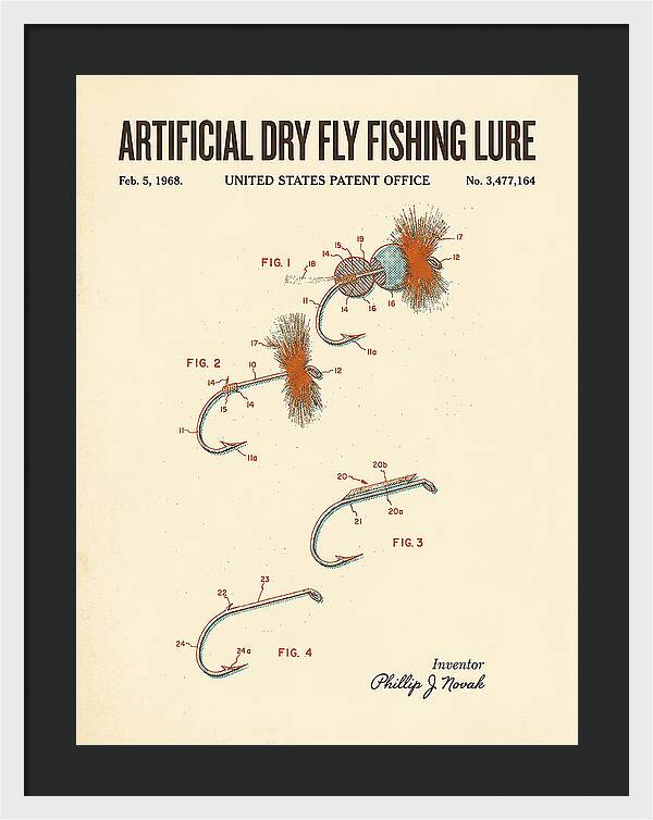 Dry Fly Fishing Lure Retro Patent Us3477164a