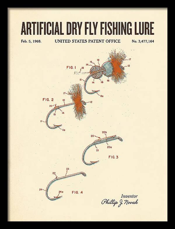 Dry Fly Fishing Lure Retro Patent Us3477164a