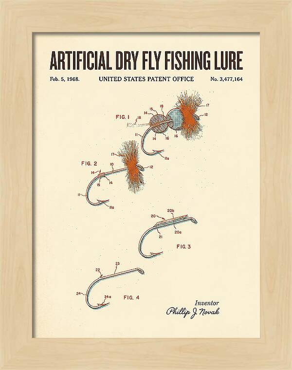 Dry Fly Fishing Lure Retro Patent Us3477164a