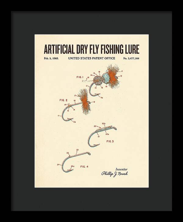 Dry Fly Fishing Lure Retro Patent Us3477164a