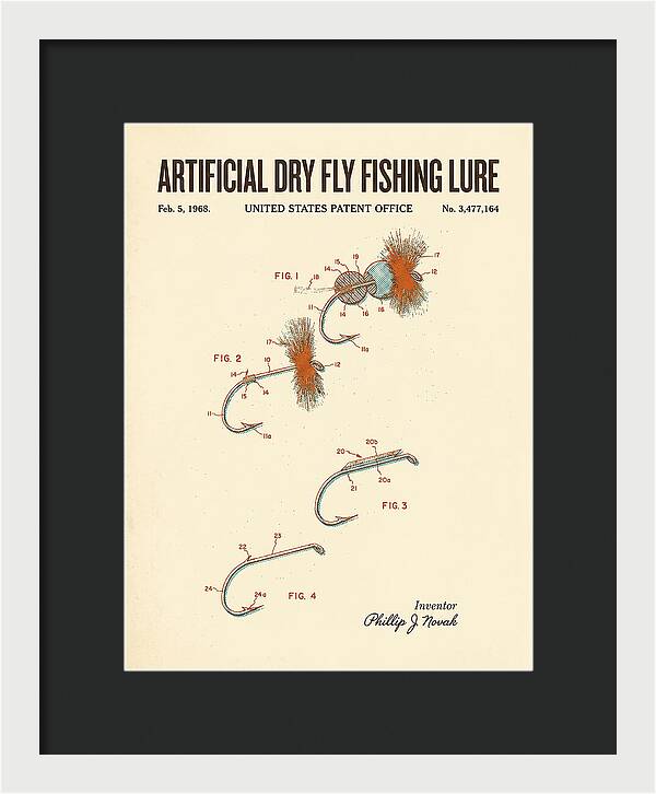 Dry Fly Fishing Lure Retro Patent Us3477164a