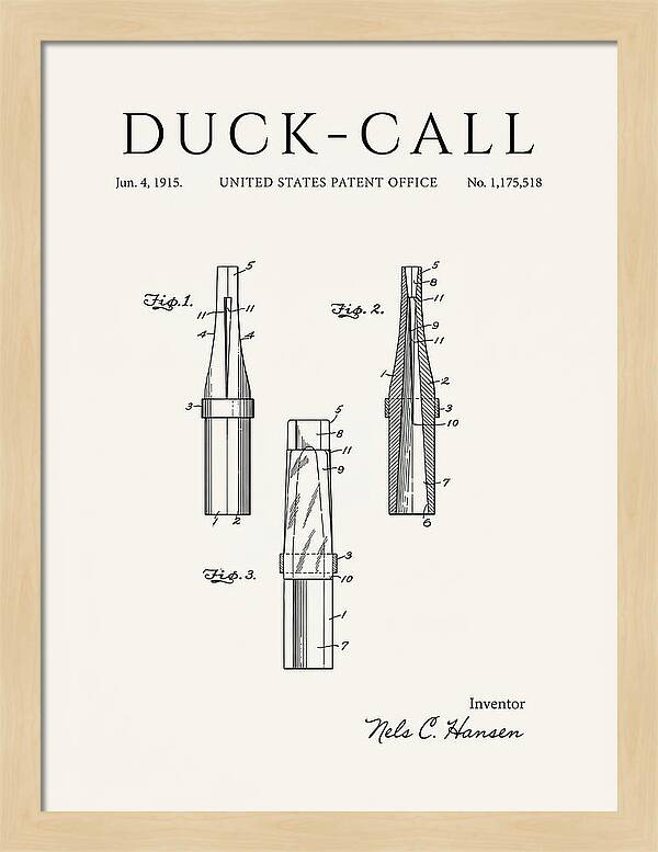 Duck Call Minimalist Patent Us1175518a