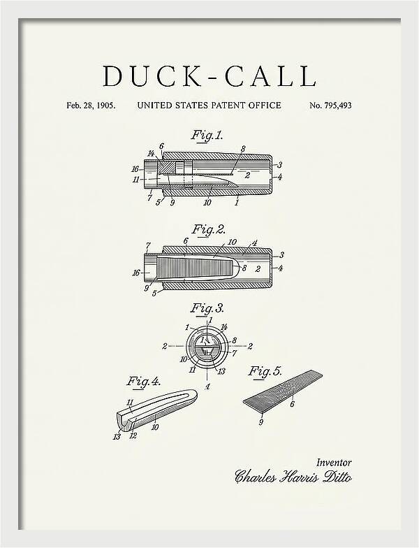 Duck Call Minimalist Patent Us795493a