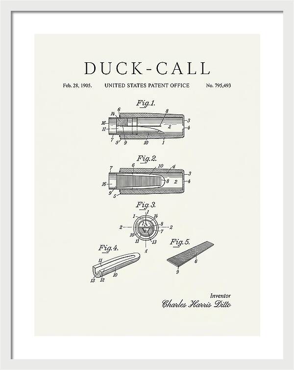 Duck Call Minimalist Patent Us795493a