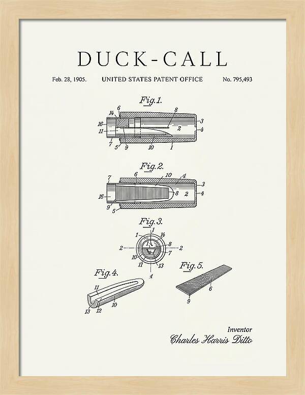 Duck Call Minimalist Patent Us795493a