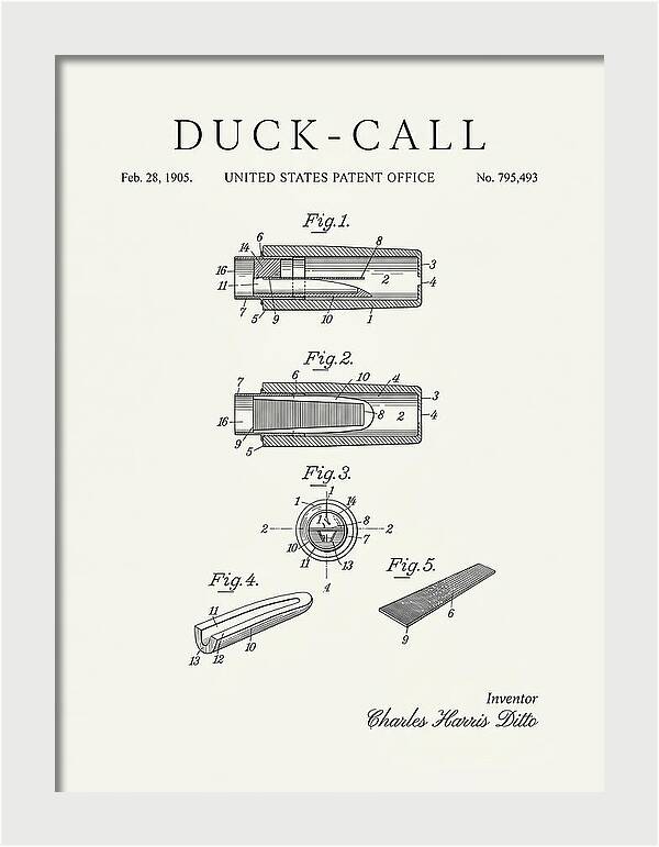 Duck Call Minimalist Patent Us795493a