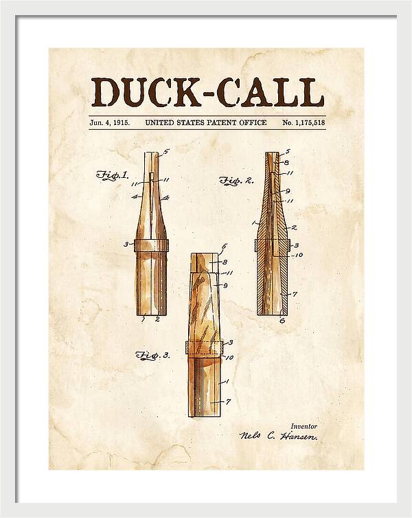 Duck Call Watercolor Patent Us1175518a