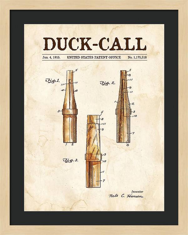 Duck Call Watercolor Patent Us1175518a