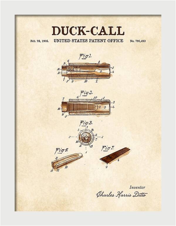 Duck Call Watercolor Patent Us795493a