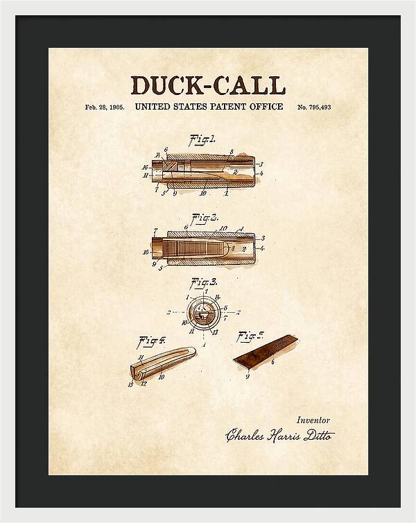 Duck Call Watercolor Patent Us795493a