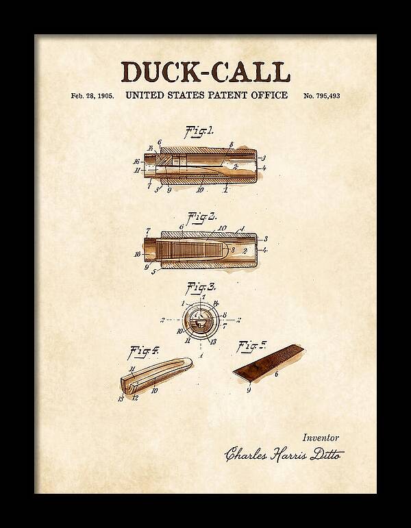 Duck Call Watercolor Patent Us795493a