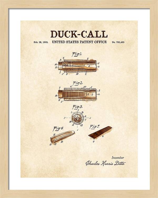 Duck Call Watercolor Patent Us795493a