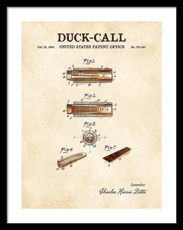 Duck Call Watercolor Patent Us795493a