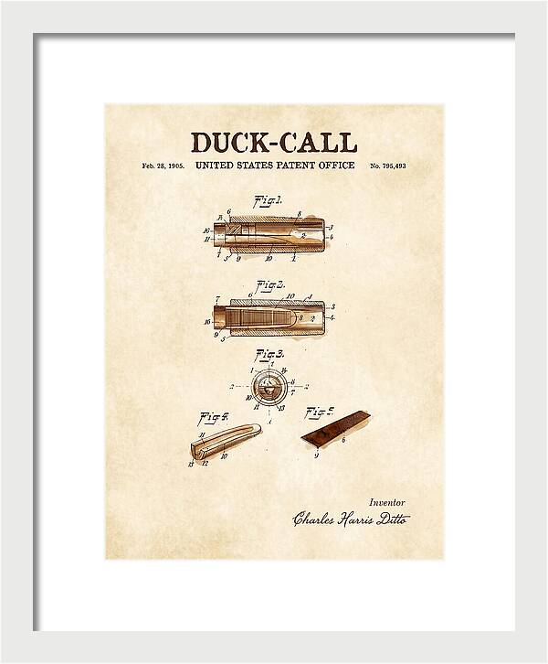 Duck Call Watercolor Patent Us795493a