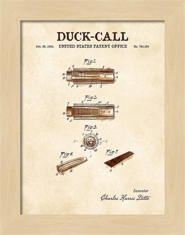Duck Call Watercolor Patent Us795493a