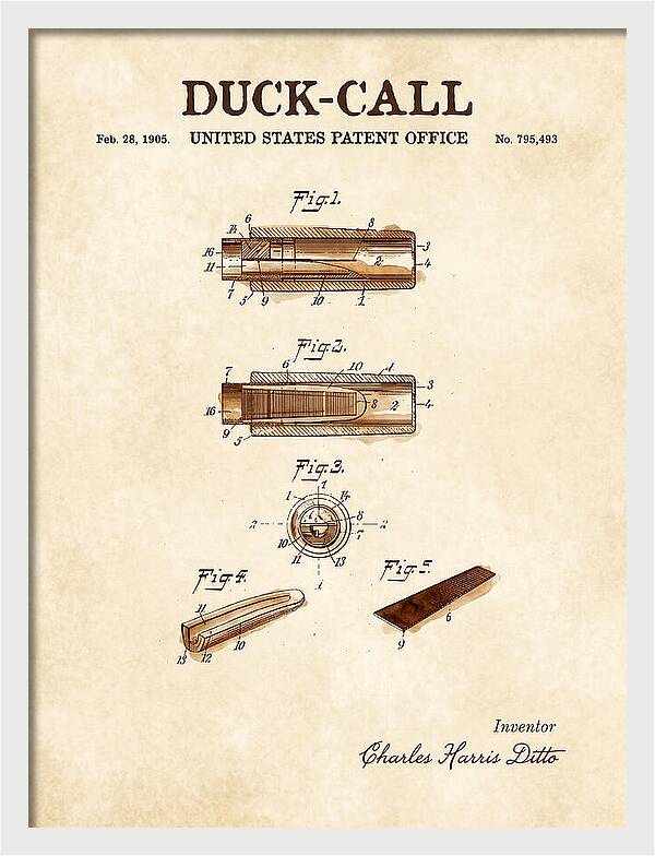 Duck Call Watercolor Patent Us795493a