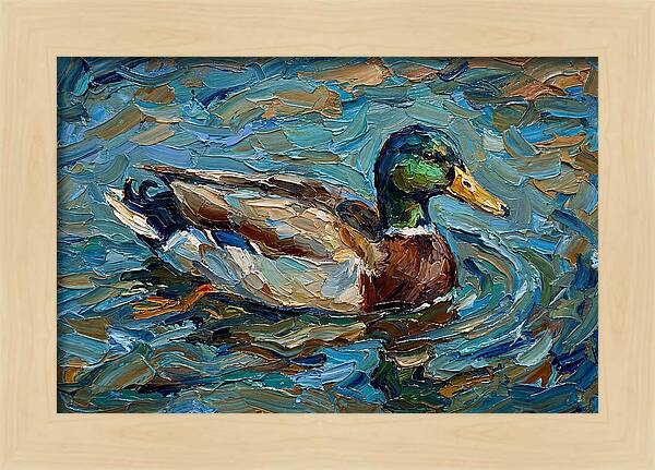 Duck Swimming In Vibrant Waters