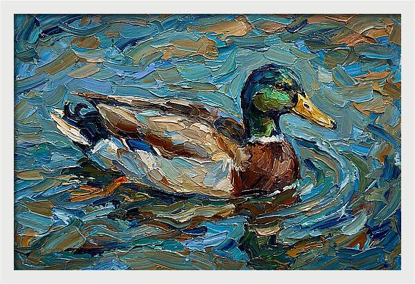 Duck Swimming In Vibrant Waters
