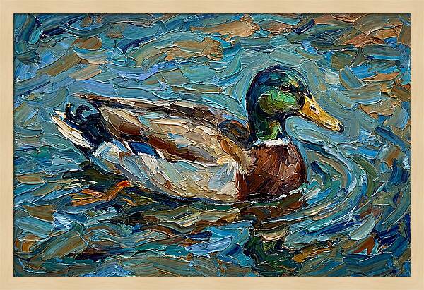 Duck Swimming In Vibrant Waters