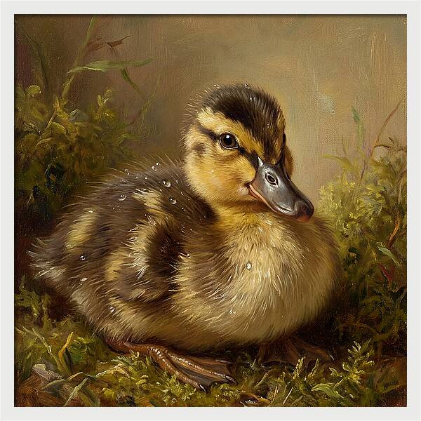 Duckling Among Moss