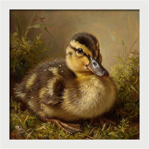 Duckling Among Moss